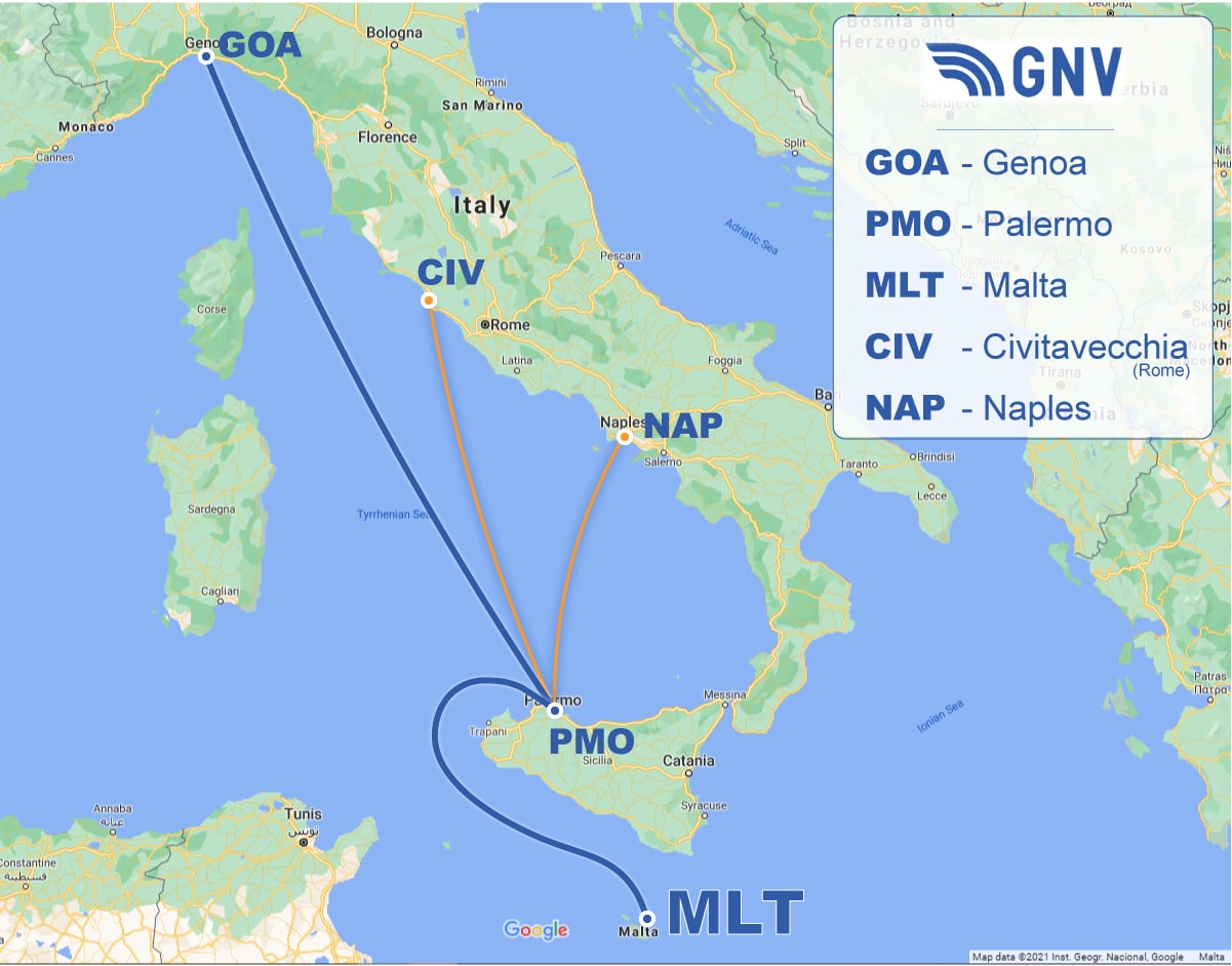 GNV Roro Ferry Service Routes